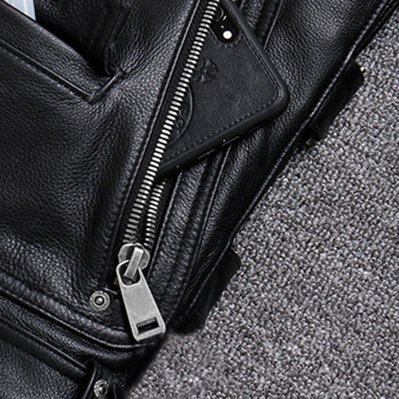 Mauroicardi Spring Black Pu Leather Motorcycle Jacket for Men Style Long Sleeve Zipper Pockets Mens Leather Jackets and Coats 5