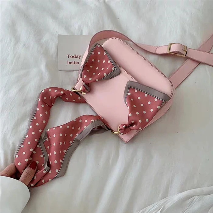 pink Модная женская сумка-мессенджер, новая полиуретановая женская сумка на одно плечо, дизайнерский шелковый шарф, сумка-тоут - Цвет: pink
