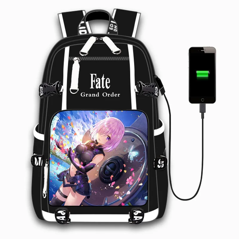 Style-20 Игра аниме Fate Stay Night Saber Досуг для девочек и мальчиков дорожная сумка usb зарядка сумка для ноутбука рюкзак для подростков студентов - Цвет: Style-20