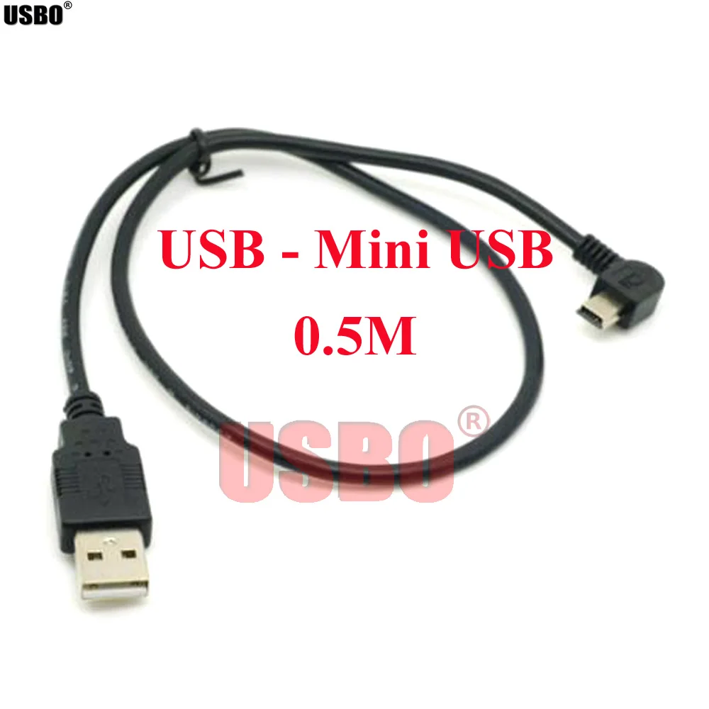 Высокое качество локоть черный 0,5 м 1,8 м 3,0 м 5,0 м USB 2,0 USB-A папа к мини-usb Мужской кабель для передачи данных