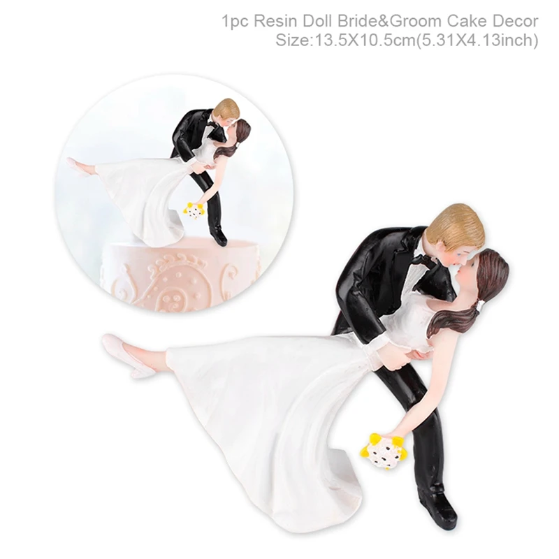 Wedding Cake Topper5 Многоразовые романтические Жених Невеста жених Смола статуэтка Свадебные топперы на свадебный торт Свадебные украшения Свадебные аксессуары - Цвет: Wedding Cake Topper5
