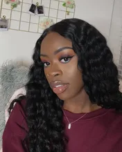 Pelucas de cabello humano peruano para mujeres negras, postizo de ondas profundas con cierre de encaje, 4x4