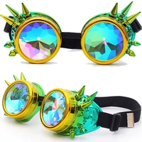 Hotselling Kaleidoscope Rainbow Glasses Men's Women's Sunglasses Rivet Steampunk Goggles Cosplay Vintage Gothic EDM Eyewear 2