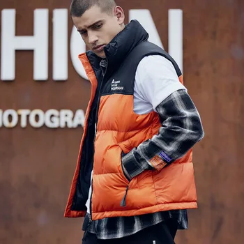 

Origional Loose Women's down Feather Cotton Vest Men's Outdoor Mixed Colors Stand Collar Vest Men's