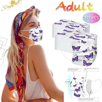 

10-100PCS Disposable Face Mask For Adult Butterfly masque jetable 3Ply Ear Loop Lace Masks Cover mascaras para la boca Facemask