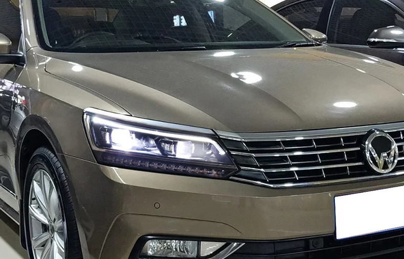Автомобильные передние фары для VW Passat B8 фары- двойной луч объектив проектор Ксеноновые Светодиодные полосы головная лампа