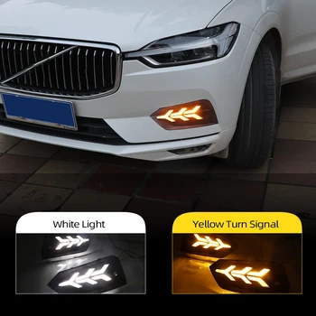 

CSCSNL 2Pcs LED Daytime Running Light For Volvo XC60 2018 2019 Flowing Turn Signal Function 12V Car DRL Fog Lamp night blue