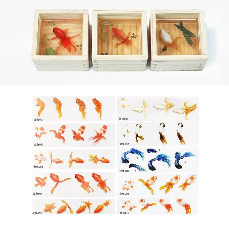 

16 Pcs/set DIY Crystal Epoxy Filler 3D Resin Painted Goldfish Leaf Duckweed Filling Crafts Making Material Sticker