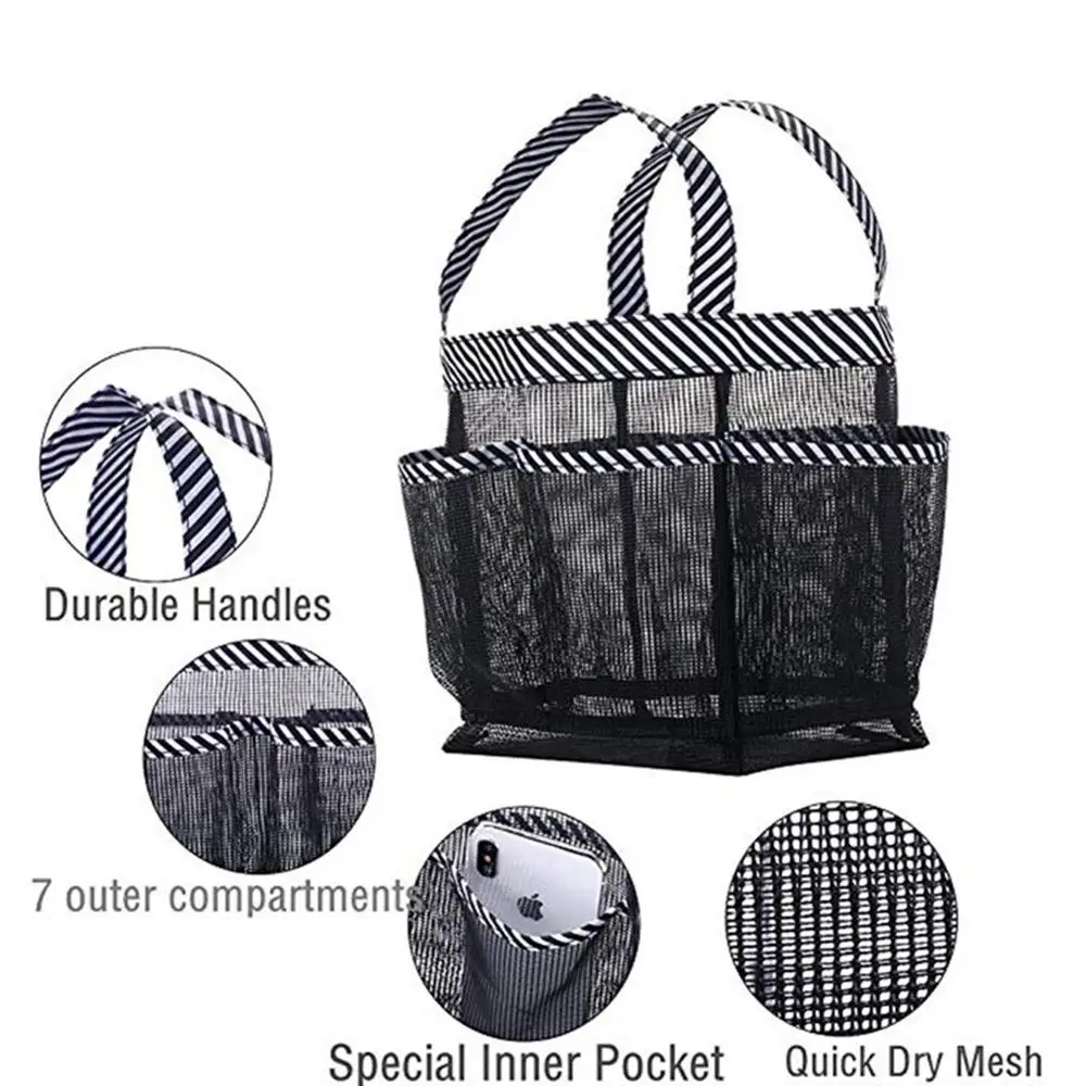 Shower Caddy Tote Mesh Shower Basket Quick Dry Bathroom Organizer with 8 Pockets Portable Caddy for Dorm Camping Swimming 30FP