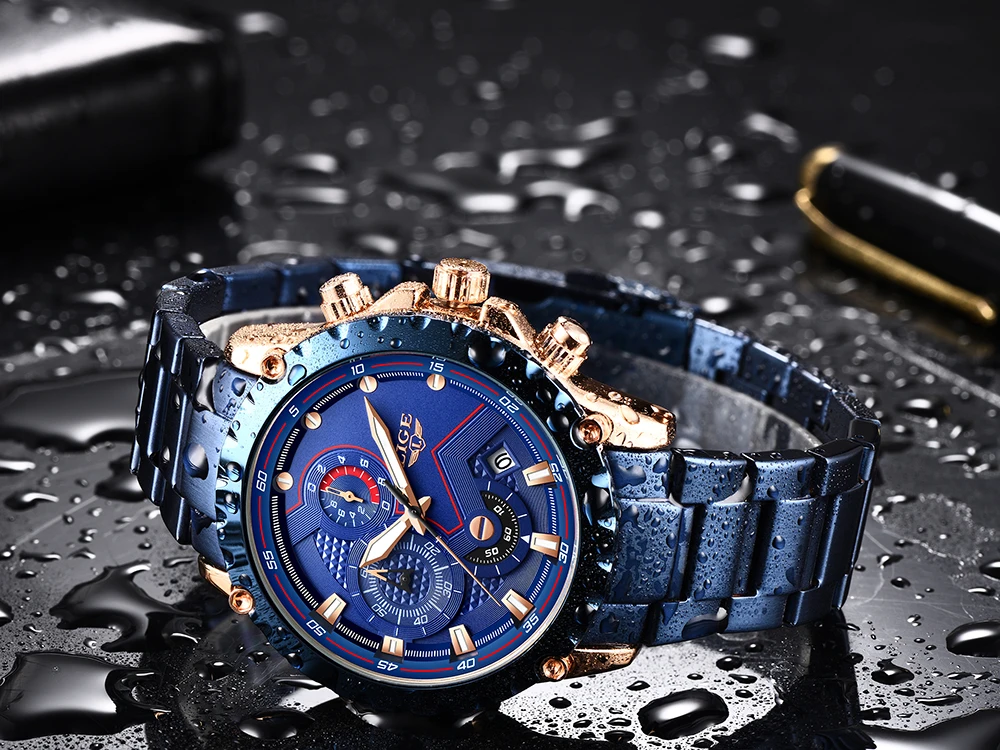 Reloj Hombre LIGE, Лидирующий бренд, мужские часы, модный стальной ремень, мужские наручные кварцевые часы, мужские светящиеся водонепроницаемые часы, Relogio Masculino