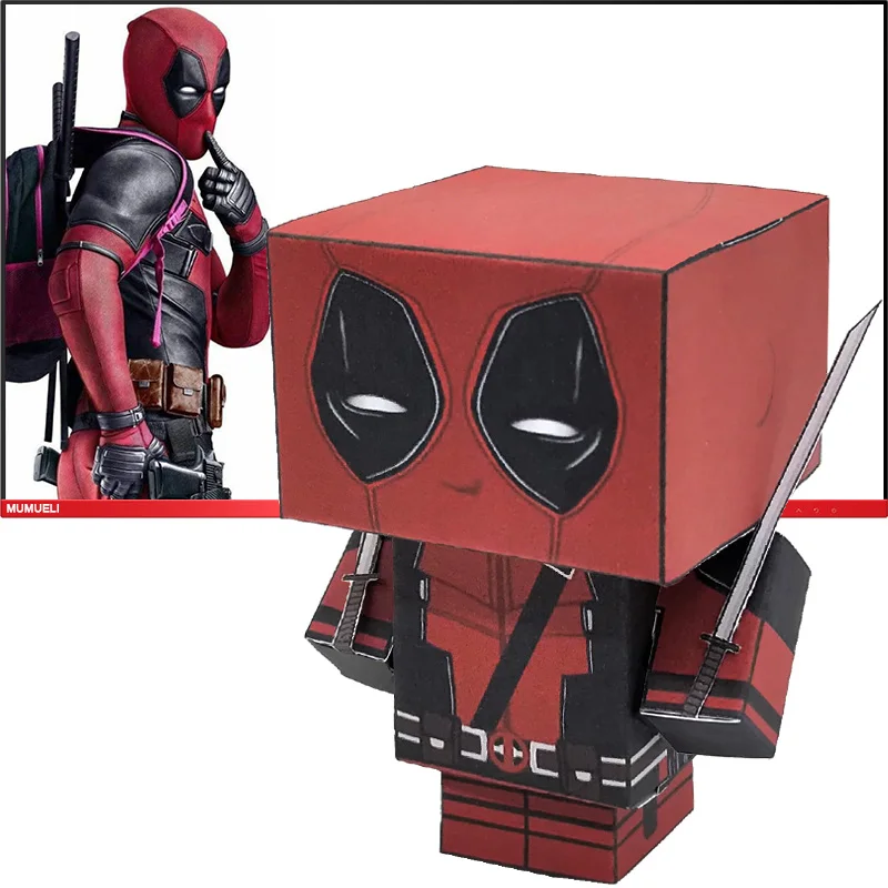 

No-glue Marvel Deadpool Folding Cutting Cute 3D Paper Model Papercraft Anime Figure DIY Cubee for Kids Adult Craft Toys CS-005
