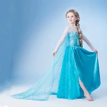 Костюм Эльзы платье принцессы Эльзы для девочек, одежда маскарадный костюм для девочек возрастом от 3 до 10 лет, платье для Хеллоуина, рождественской вечеринки с короной