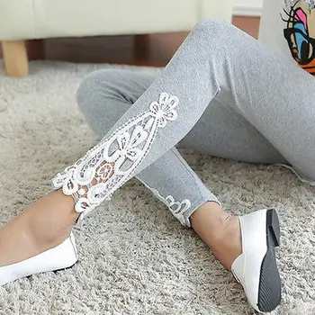 

New Fashion Womens Pants Sexy Lace Carved Leggings Crochet Sexy Skinny Bottoms Solid Stretch Elegent Jeggings Pants One Size