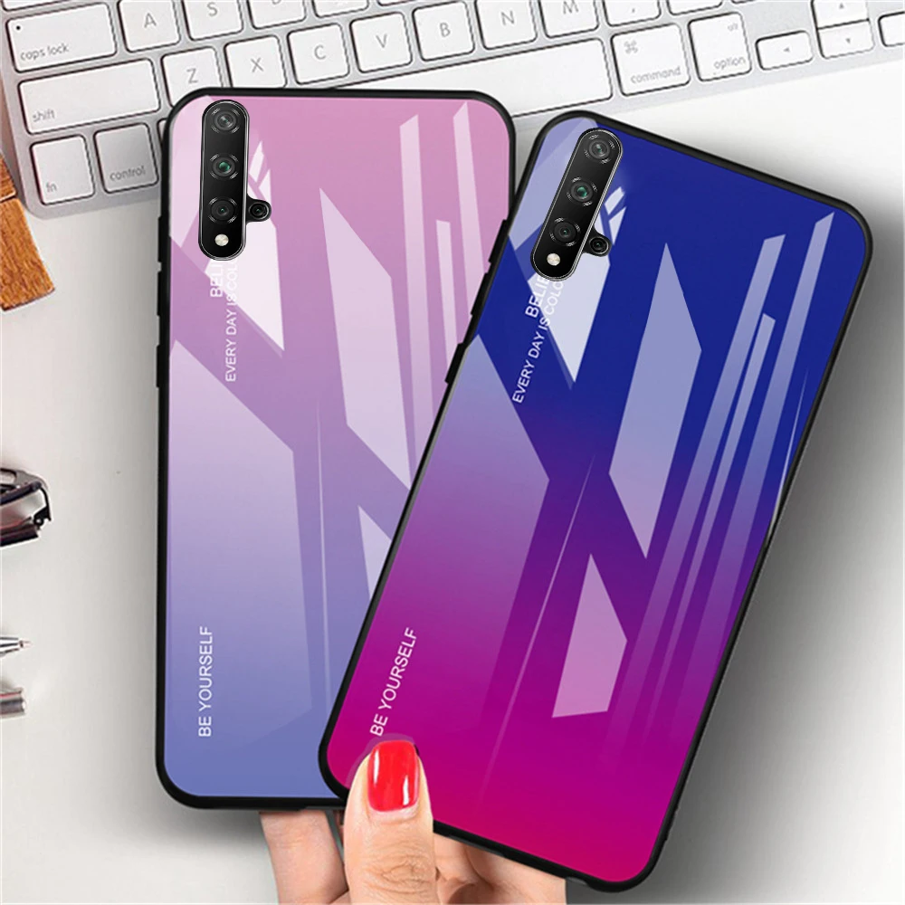 Стеклянный чехол для huawei Nova 5 t, чехол, роскошный градиентный чехол из закаленного стекла, чехол для huawei Nova 5 t Global, чехол для телефона