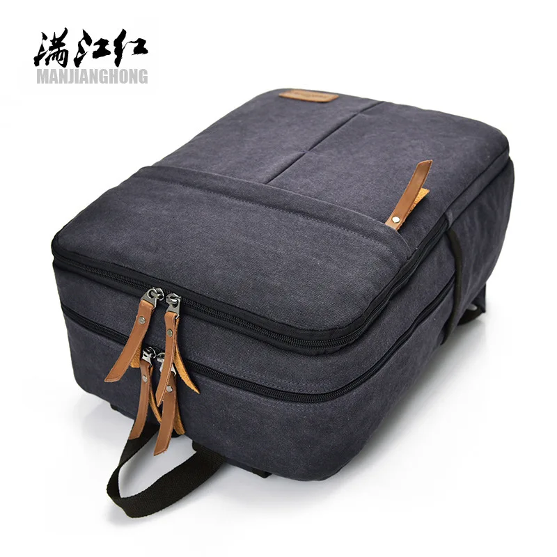 

Fashion Canvas Backpack Men Casual Large-Volume Verticle Square Men's Bag Soft Surface Wearable Computer Bag