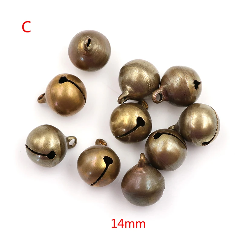 10pcs/lot Christmas Tree Decorations 10/12/14cm Bronze Metal Jingle Bells Loose DIY Crafts Accessories Festival Party Decoration