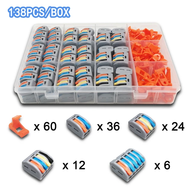 Mini Fast Boxed Wire Connector pin-222 Compact Conductor Spring Wiring Connector Conductor Push-in Terminal Block 138C