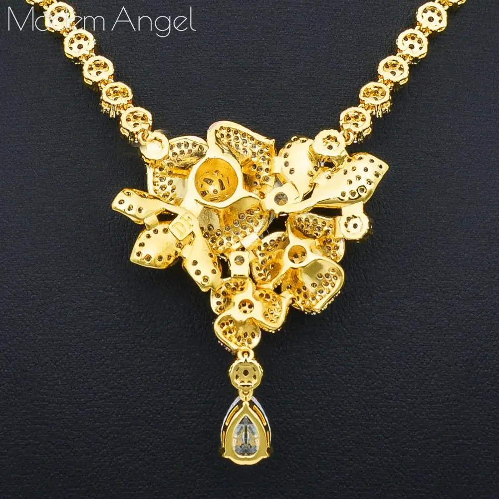 ModemAngel, новинка, роскошный цветок, 4 шт., Африканский кубический циркон, CZ, нигерийские Ювелирные наборы для женщин, свадебные, Дубай, золотые, свадебные ювелирные наборы