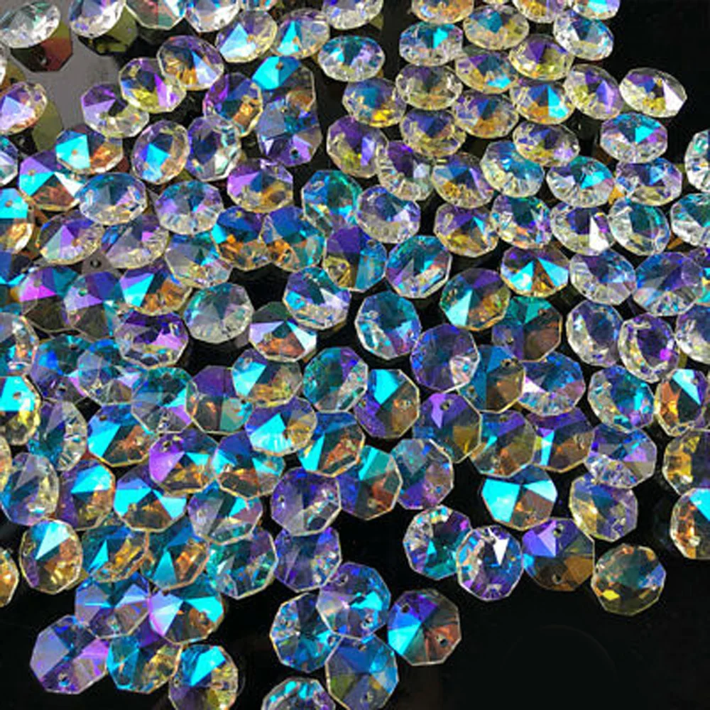 Household Accessories Glass Crystal Octagon Beads 200 Pcs DIY Chandelier Decor