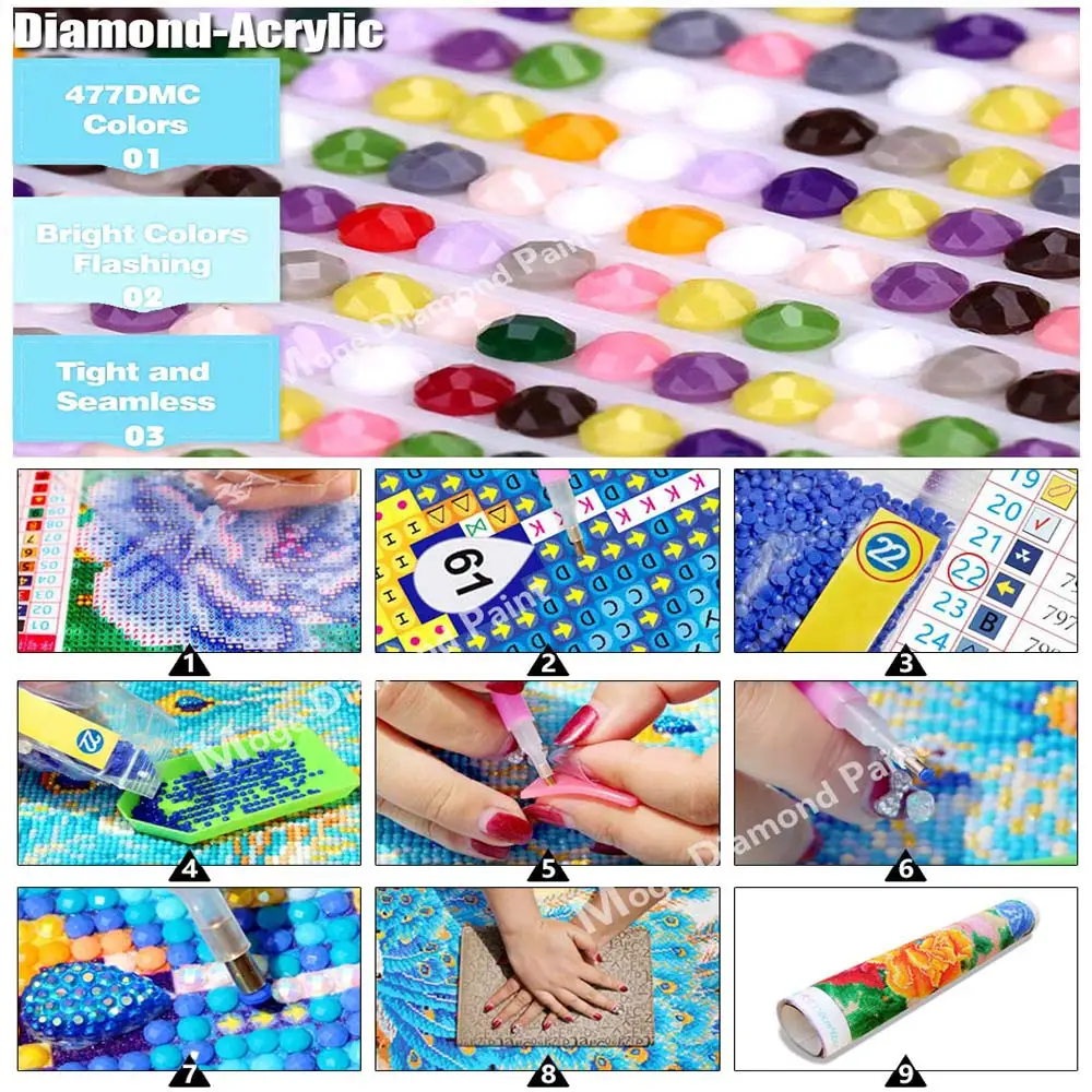 Ржавый грудью девушки алмазов картина сиреневого цвета в виде цветов и птиц