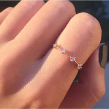 Изящная Подвеска со стразами тонкие кольца для женщин женские простые серебряные золотые кольца обручальное кольцо Кристалл ювелирные изделия в стиле минимализма подарки