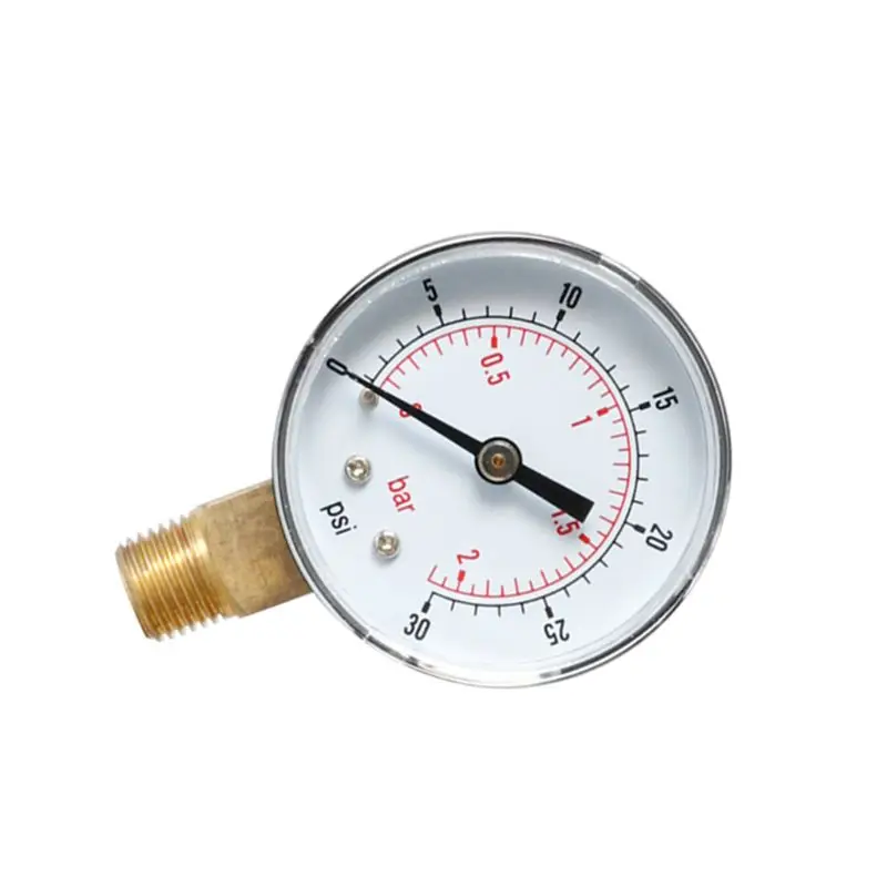 Манометр 52 мм Циферблат 1/" BSPT вертикальный 0/15, 30,60, 100160300 PSI& бар нижнее Крепление