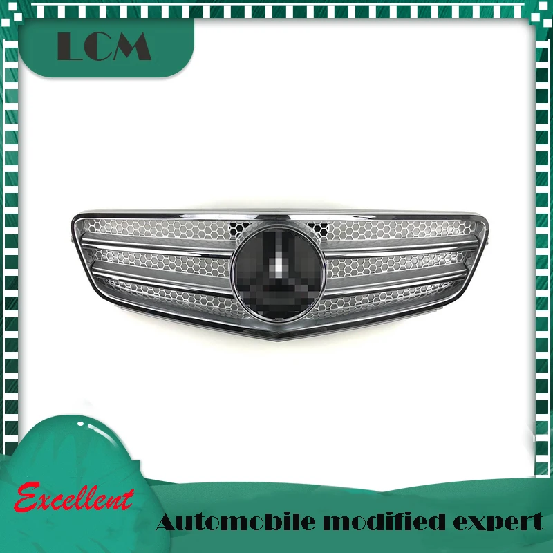 Silver/Chrome Front Bumper Racing Grille For Mercedes For Benz C-class W204 06 07 08 09 10 11 12 13 with Emblem