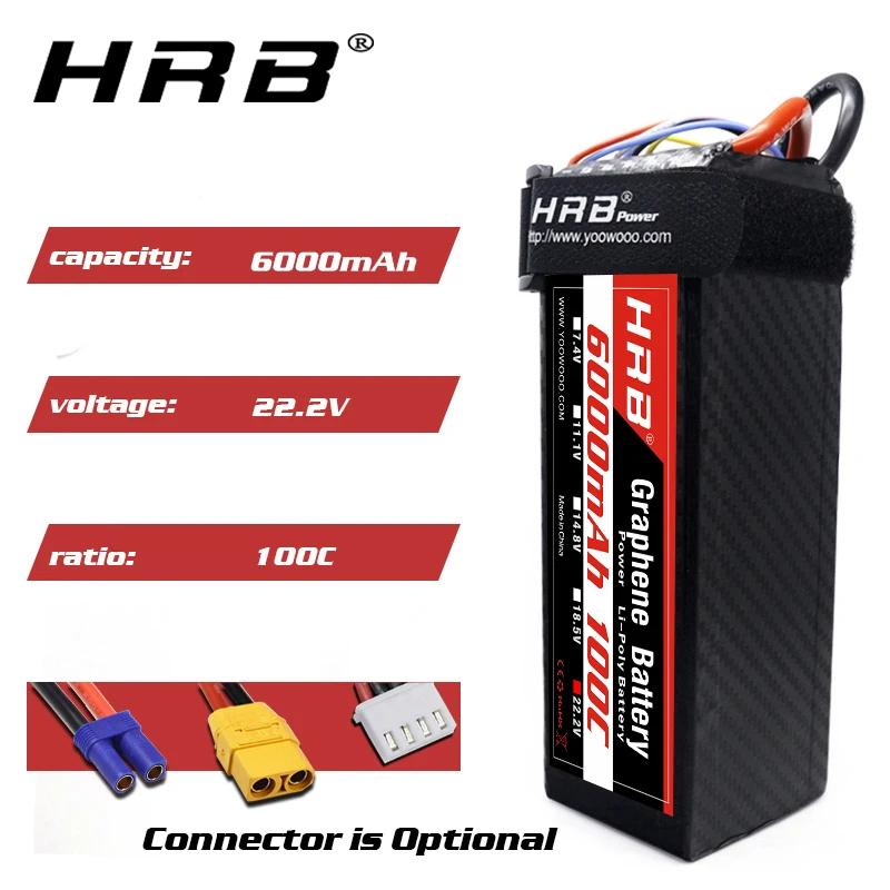 HRB 4S 6000m графеновый аккумулятор 11 1 в 14 8 22 2 6000 мач Lipo 100C XT60 разъем для traxxass RC car boat