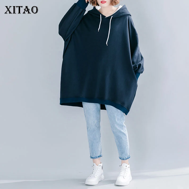 XITAO, корейский стиль, женская толстовка для отдыха размера плюс, толстовки для женщин, больше размера, плюс кашемир, женская одежда, новинка, топы DMY2360