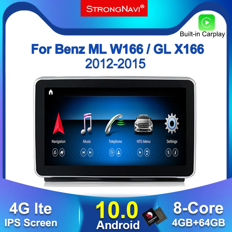 Автомобильный мультимедийный плеер IPS Android 10 0 4 + 64 ГБ радио для Mercedes Benz M ML W166 GL X166 GLE