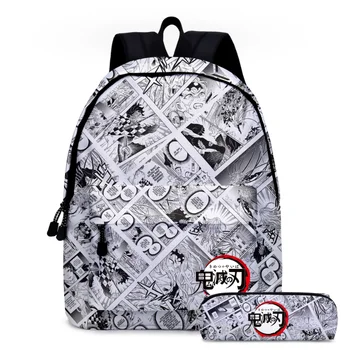 

Anime Demon Slayer: Kimetsu no Yaiba Women Backpack Men Multi Casual Travel Backpack Schoolbag for Teenage Boys Mochila 2pcs
