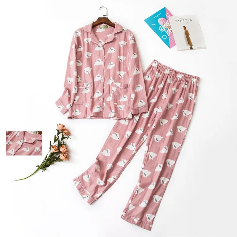 

All Cotton Pajamas Set Women Long Sleeve Cartoon Bunny Shirt Pant Big Size Pyjama Casual Home Sexy Mom Sleepwear 2019 Autumn Pjs