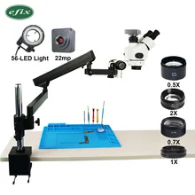 Efix 22MP HDMI VGA 3,5-90X Тринокулярный Стерео Зум паяльный микроскоп шарнирный зажим подставка для камеры ремонт мобильного телефона