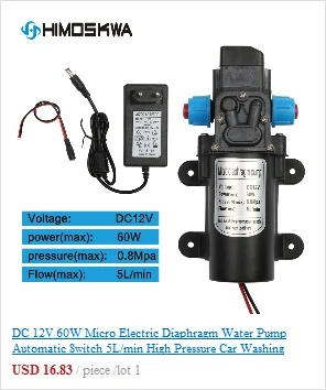 DC 12 V 60 W Micro электрический мембранный Водяной насос с автоматическим переключателем 5L/мин высокое Давление Автомойка Спрей Водяной насос