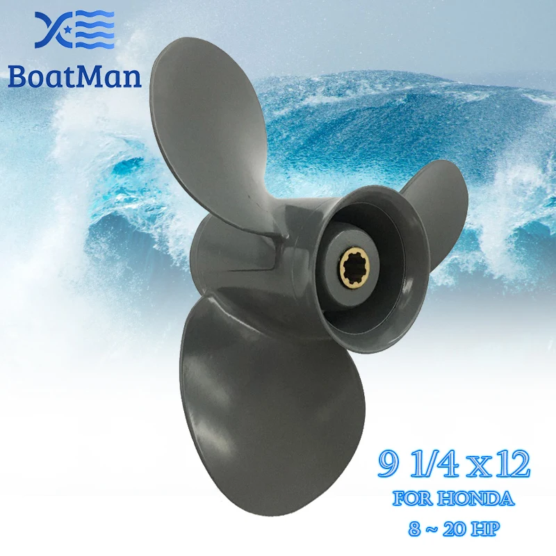 Boatman®Elica In Alluminio 9 1/4X12 Per Honda 8Hp 9.9Hp 15Hp 20Hp Motore Fuoribordo 8 Denti Motore Uscita Rh