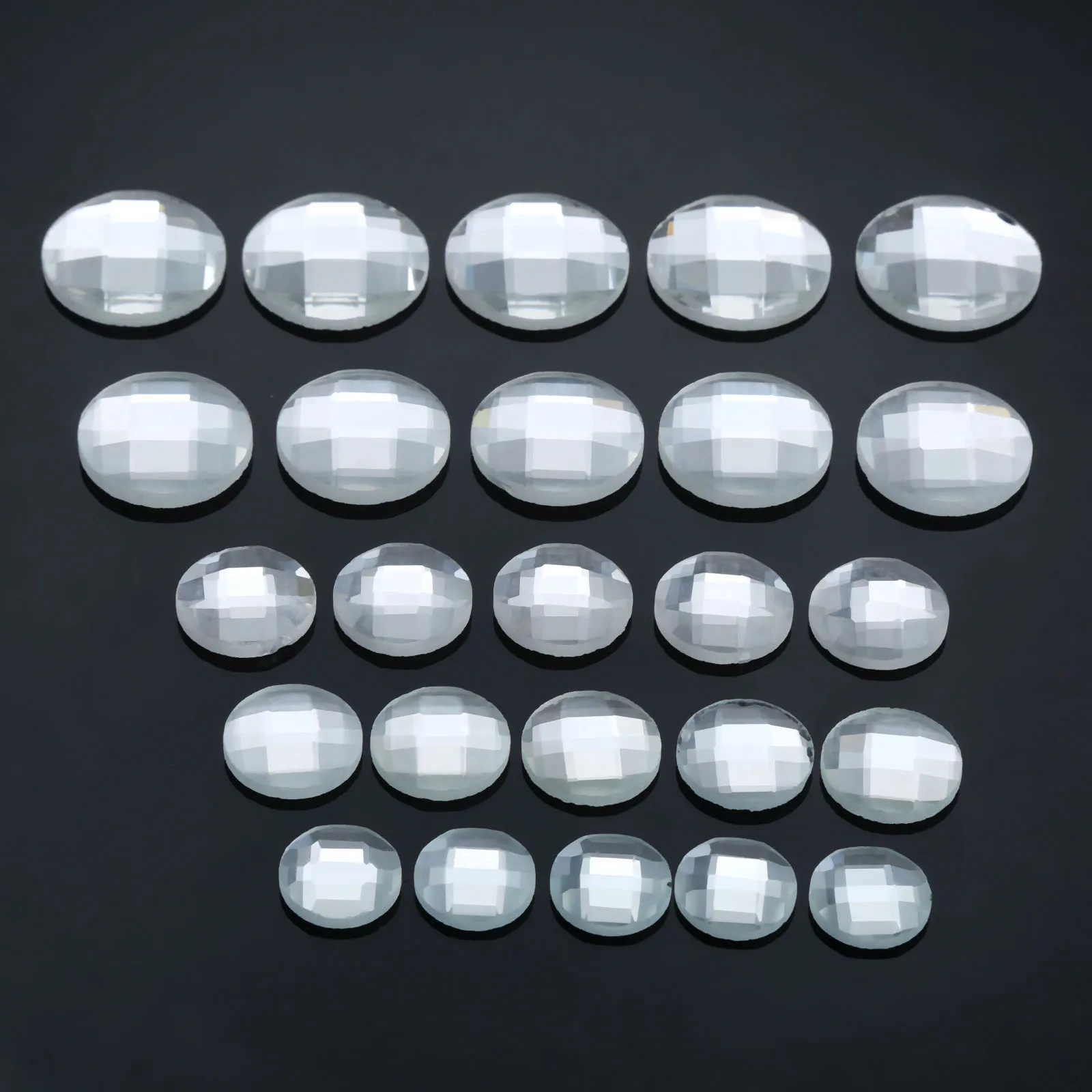 20Pcs Glass Round Chessboard Flat Back Crystal Fancy Stones Clear Color for Jewelry Making DIY Glue Decoration 12/14/16/18/20mm | Дом и сад