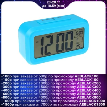 

Electronic clock-alarm clock, backlight, baht. 3aaa, date, temperature, blue, 4.5x8x14 cm 3244746