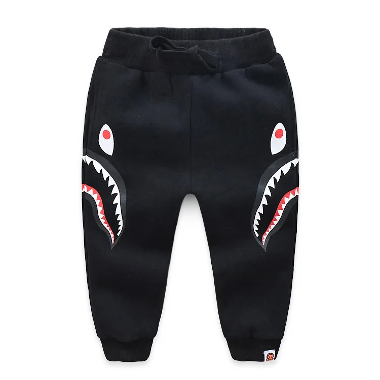 

Childrenswear BOY'S Cartoon Shark Brushed And Thick Pure Cotton Casual Sports Pants Sweatpants 2018 Winter