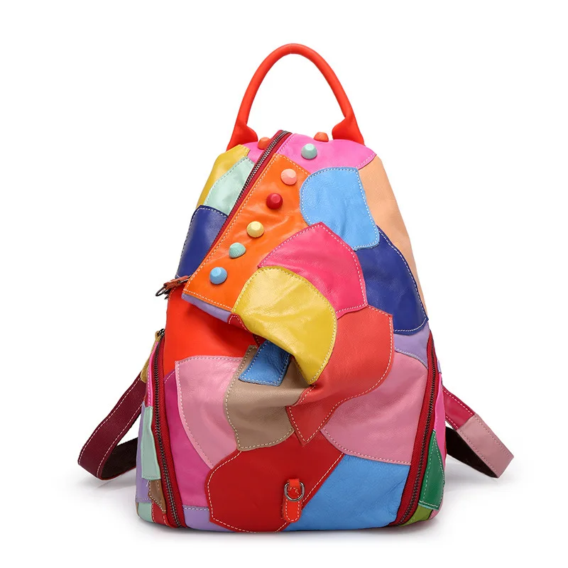 Novo Tipo de Dupla Ombro, Saco de Costura de Couro Bolsa, Saco de Viagem Mochila Feminina