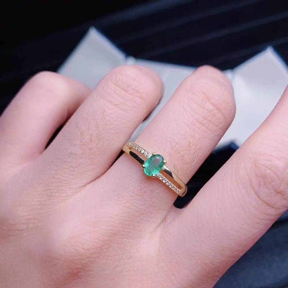 Очаровательный зелёный Изумрудный камень кольцо девушка серебро ювелирные украшения натуральный настоящий драгоценный камень серебро золотой цвет обручальное кольцо подарок на день рождения