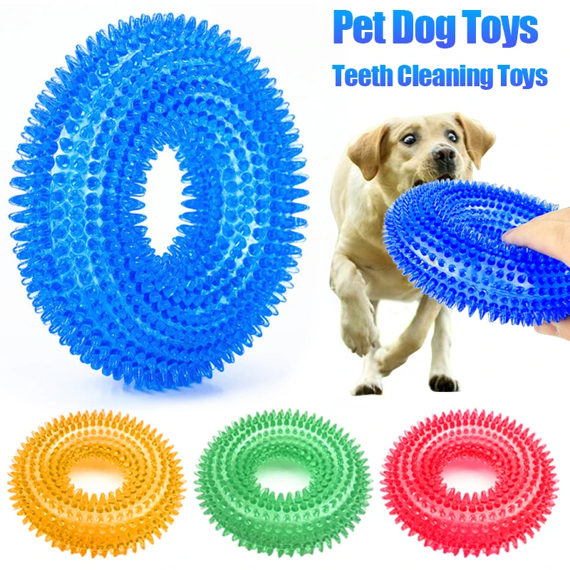 Pet TPR Rubber Toy Footprint Biscuit Dog Toy Dog Training Toy Solid Candy  Color Molar Resistant Bite Cleaning Teeth