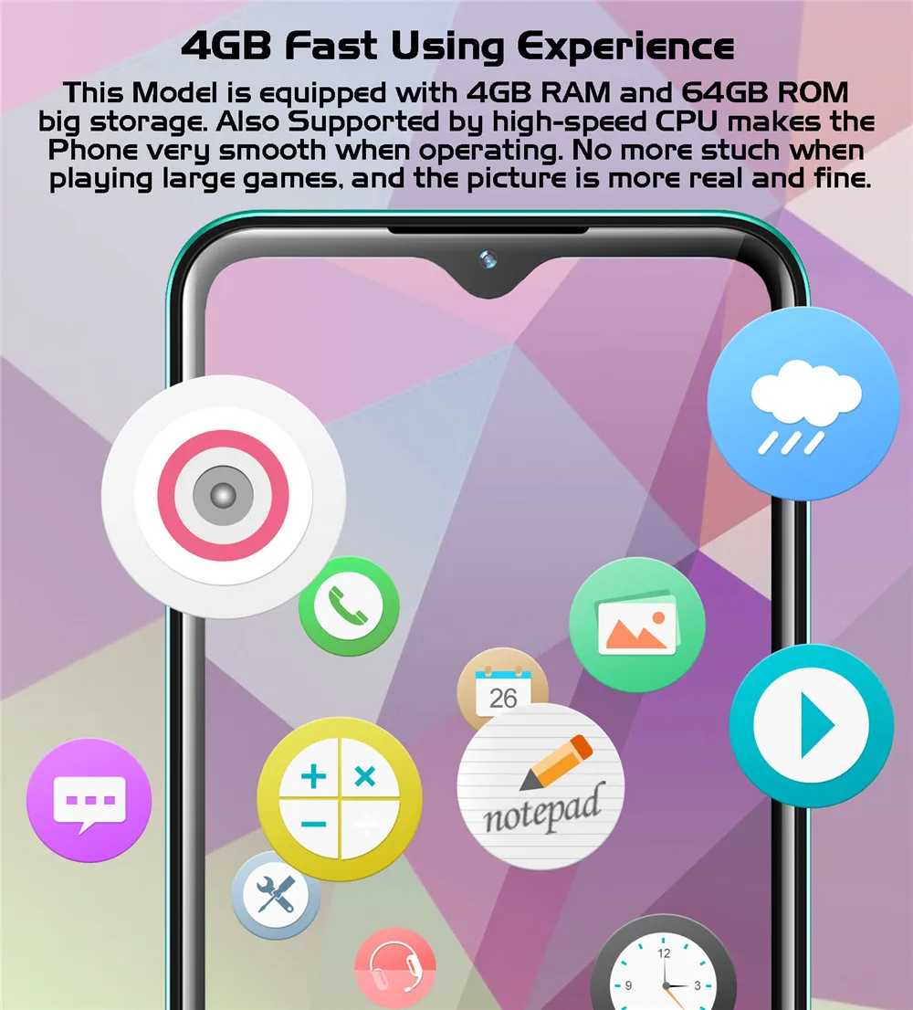 Z10 Global четырехъядерный смартфон с экраном капли воды, 4 Гб ОЗУ, 64 Гб ПЗУ, 13 МП, 6,26 дюйма, разблокированные мобильные телефоны Android