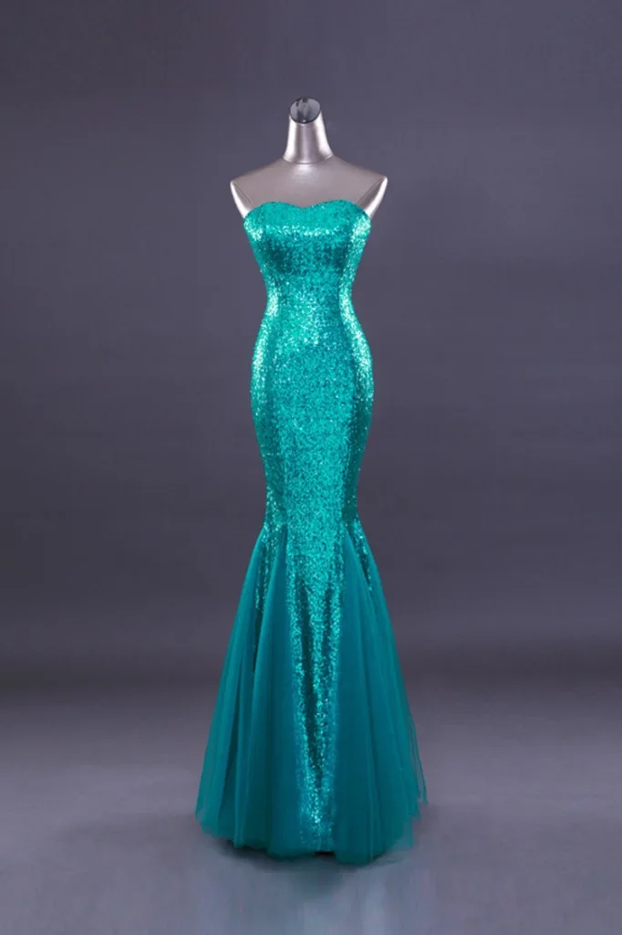 same as picture Frete grtis senhoras sexy' querida sereia tule lantejoulas longo vestido de noite formatura vestido - Цвет: same as picture