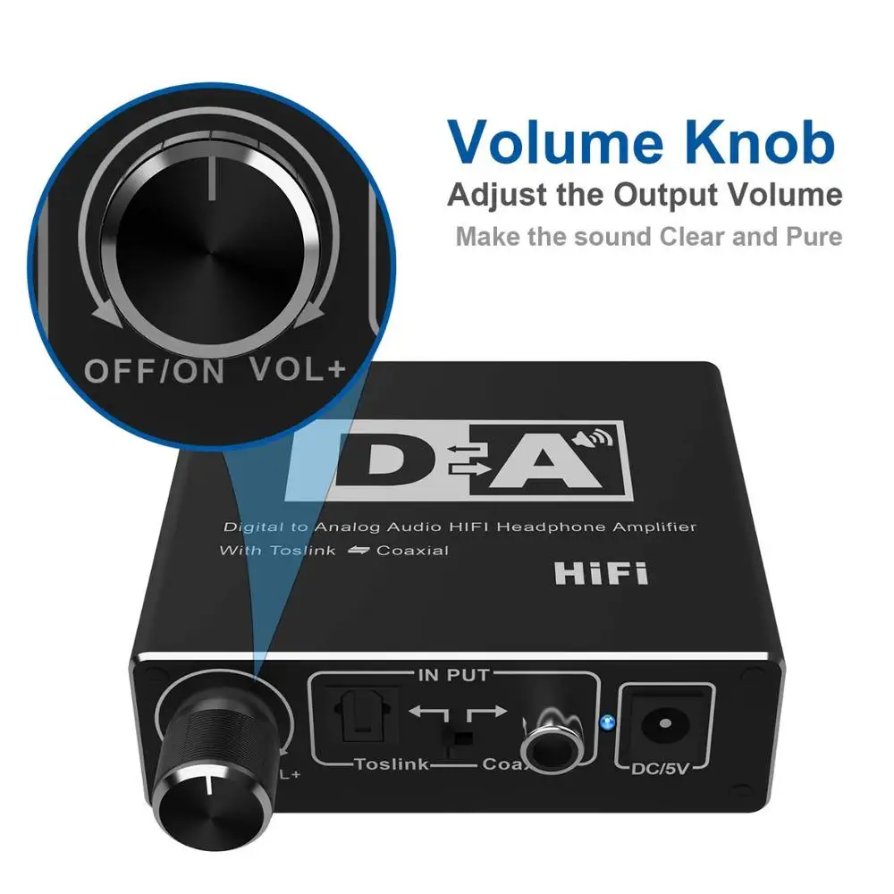  Digitale ad Analogico Audio Converter Ottico Toslink Coassiale ad Analogico RCA L/R 3.5 millimetri 