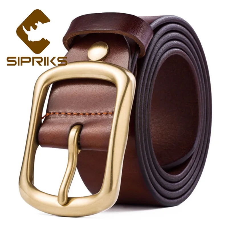 Sipriks ремни из натуральной кожи мужские Cowskin черный коричневый модный ремень мужские джинсы для мужчин ковбойский пояс медь 3,8 см 105-120 см