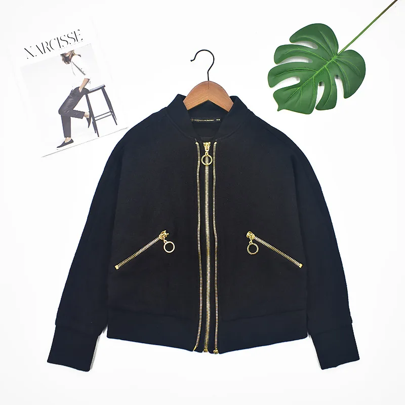 

Pu05 Sequin Embroidered Wing Bat-Cashmere Baseball Uniform Jacket Slimming Versatile Cardigan Short Jacket