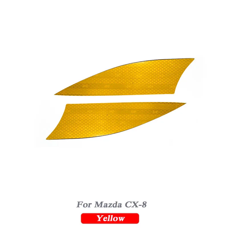 2pcs Car Headlight reflective Warning Tape Decal Car Reflective Stickers Strips Car-styling Safety For Mazda 6 Atenza CX-5 CX-8 - Название цвета: For CX-8 Yellow