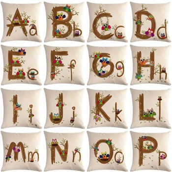 

1 Pcs Letter Alphabet Pattern Cotton Linen Throw Pillow Cushion Cover Car Home Sofa Bed Decorative Pillowcase Funda Cojin 40639