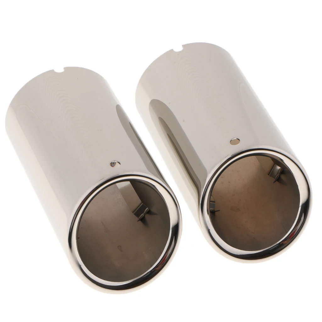 2X Sliver Stainless Steel Car Exhaust Pipe Tail Muffler Tip For VW Golf Bora