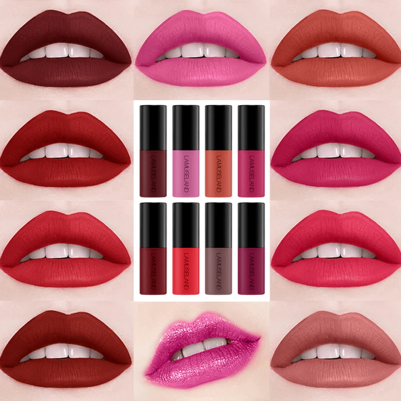 

Hot 12 Color Lip Gloss Lip Glaze Sample Matte Long Lasting Non-stick Cup Liquid Lipstick Sexy Waterproof Cosmetic TSLM1